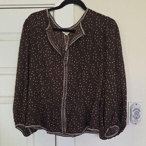 Max Studio Brown Polka Dot Blouse